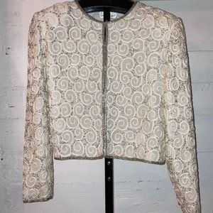 Laurence Kazar vintage white beaded jacket
